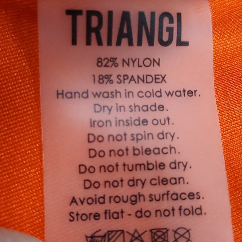 Triangl Women's Orange Ribbed Scoop Neck Swimwear Bikini Top Size L - Picture 5 of 6